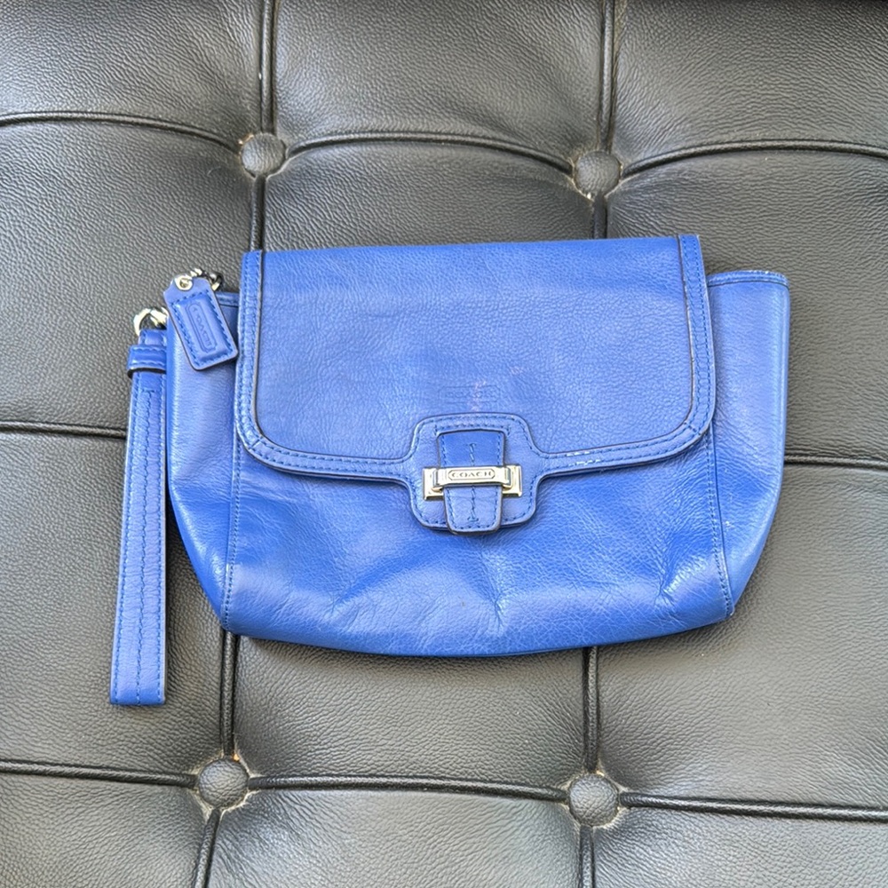 Coach Blue Leather Wristlet